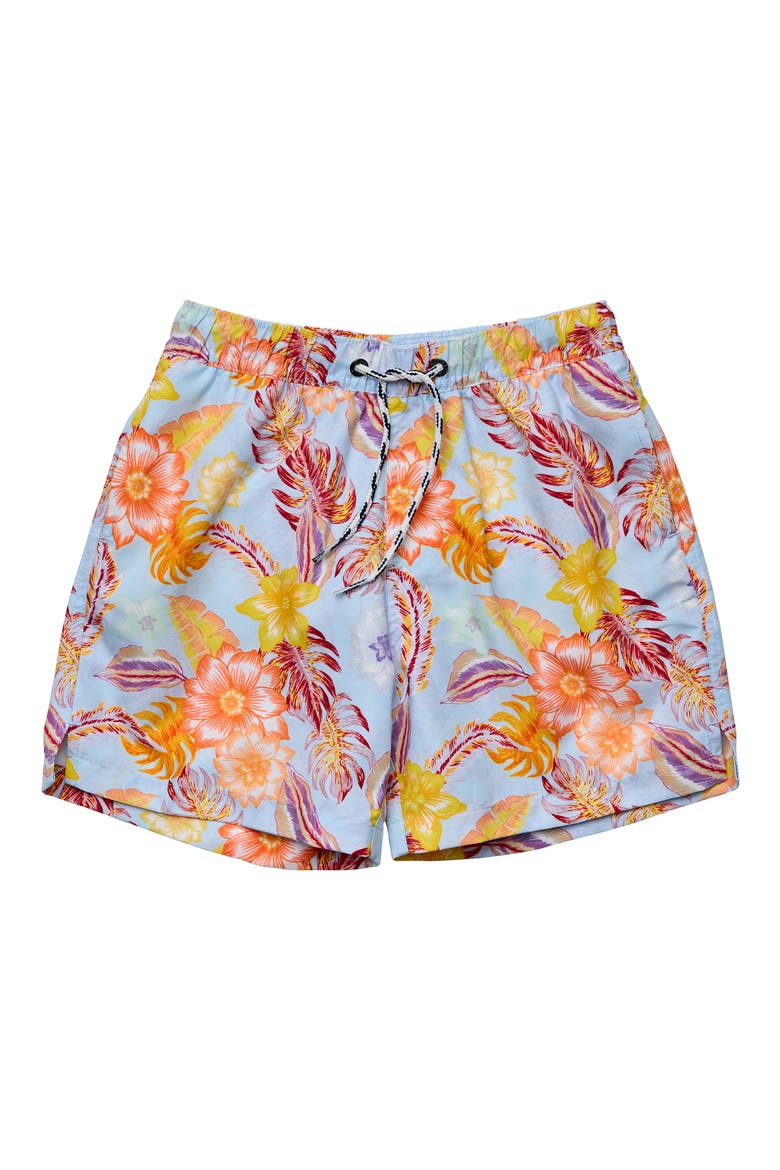 Kids' Boho Tropical Volley Board Shorts, Main, color, BLUE
