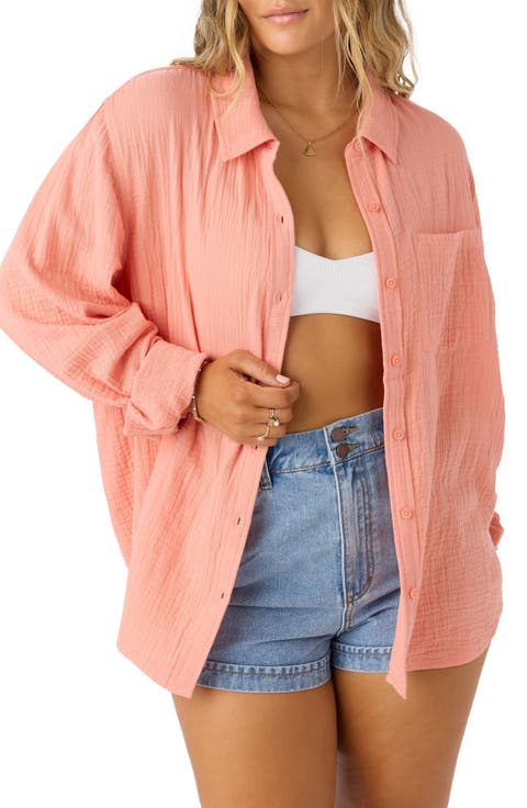 Leni Oversize Cotton Gauze Button-Up Shirt