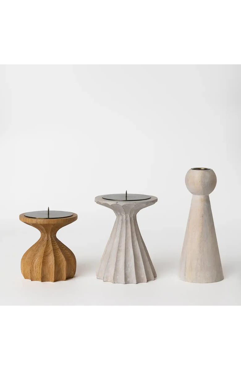 House of Revelry Bleached Tall Pillar Candle Holder, Alternate, color, Whitewash