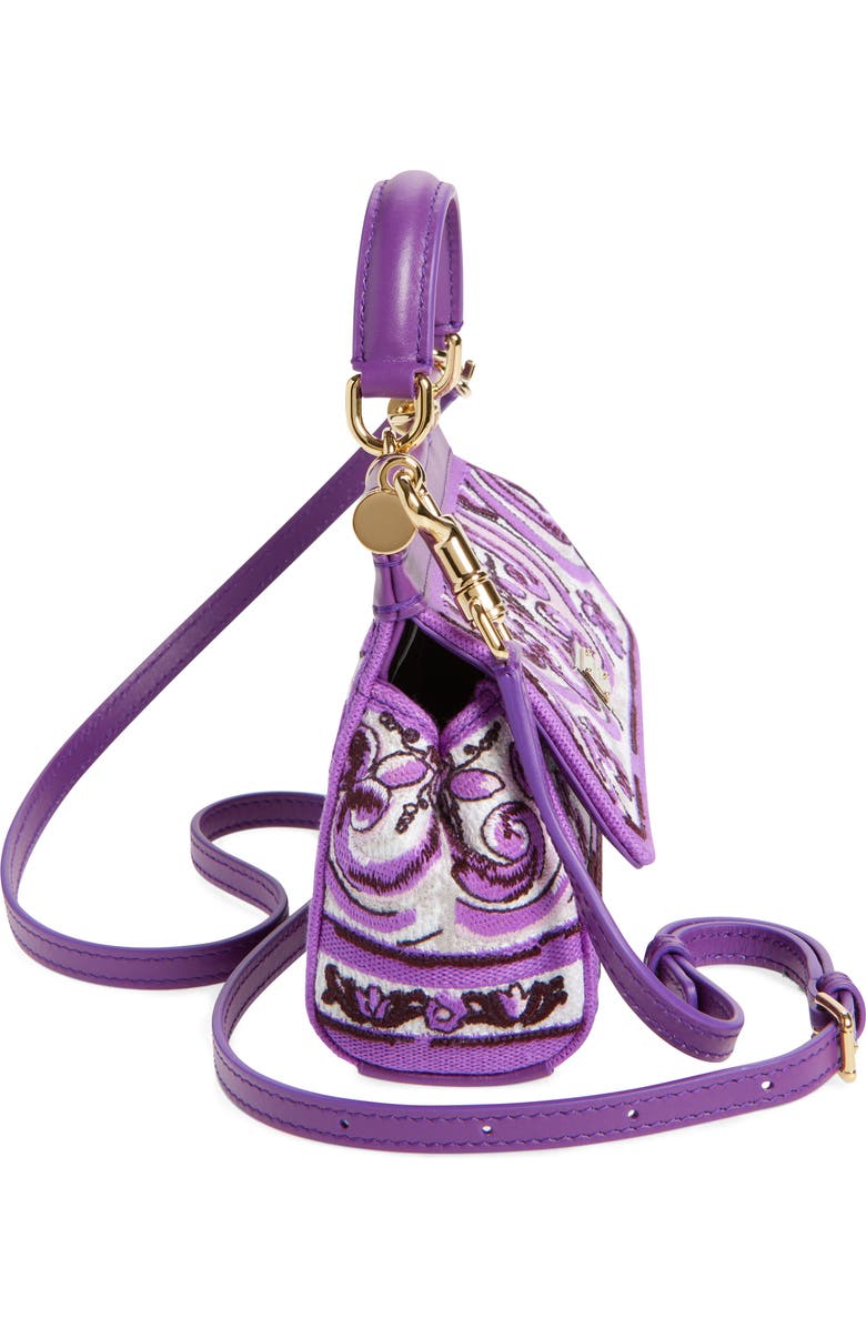 Dolce&Gabbana Small Sicily Majolica Embroidered Canvas Satchel, Alternate, color, I03tn Maiolica 3 Viola
