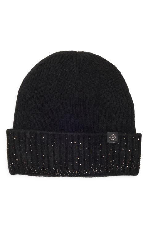 Rhinestone Cuffed Knit Beanie