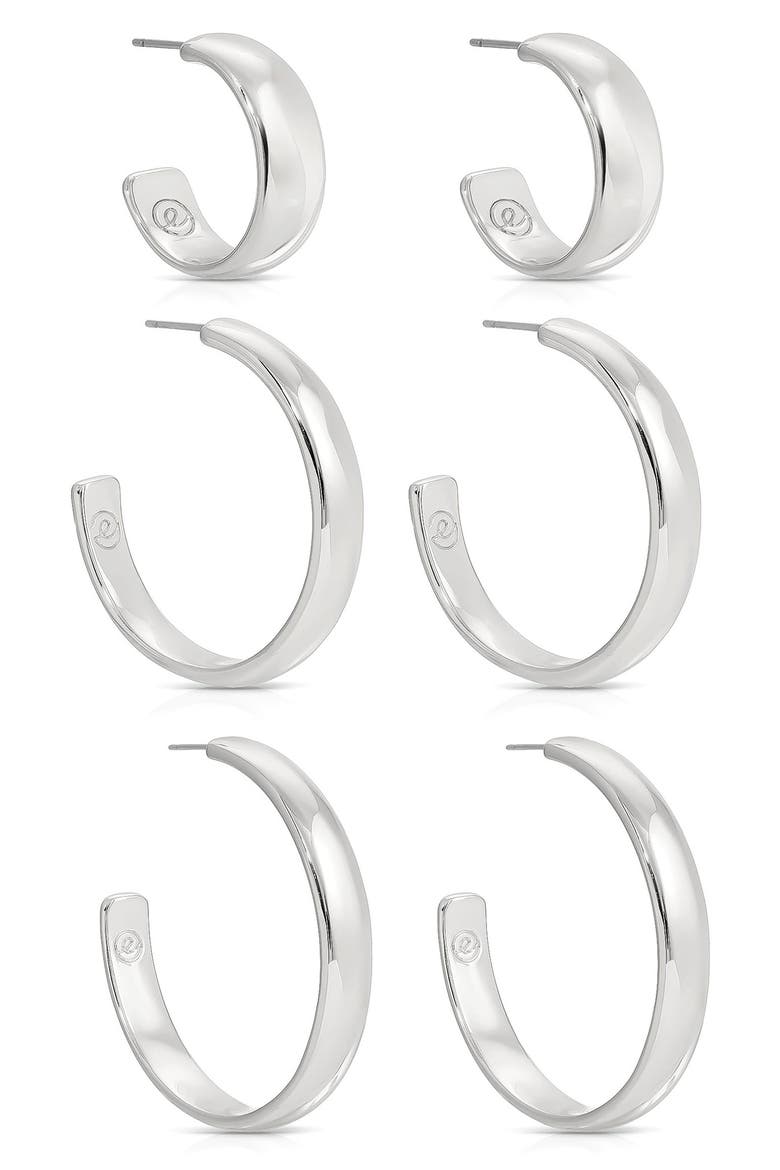 Hoop Party Set of 3 Earrings, Alternate, color, SILVER