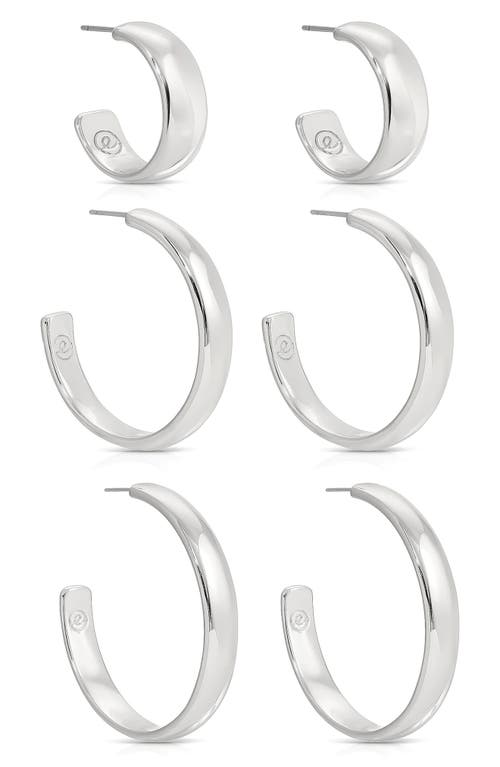 Ettika Hoop Party Set Of 3 Earrings In Silver