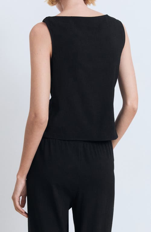Mango Asymmetric Drape Crop Top In Black