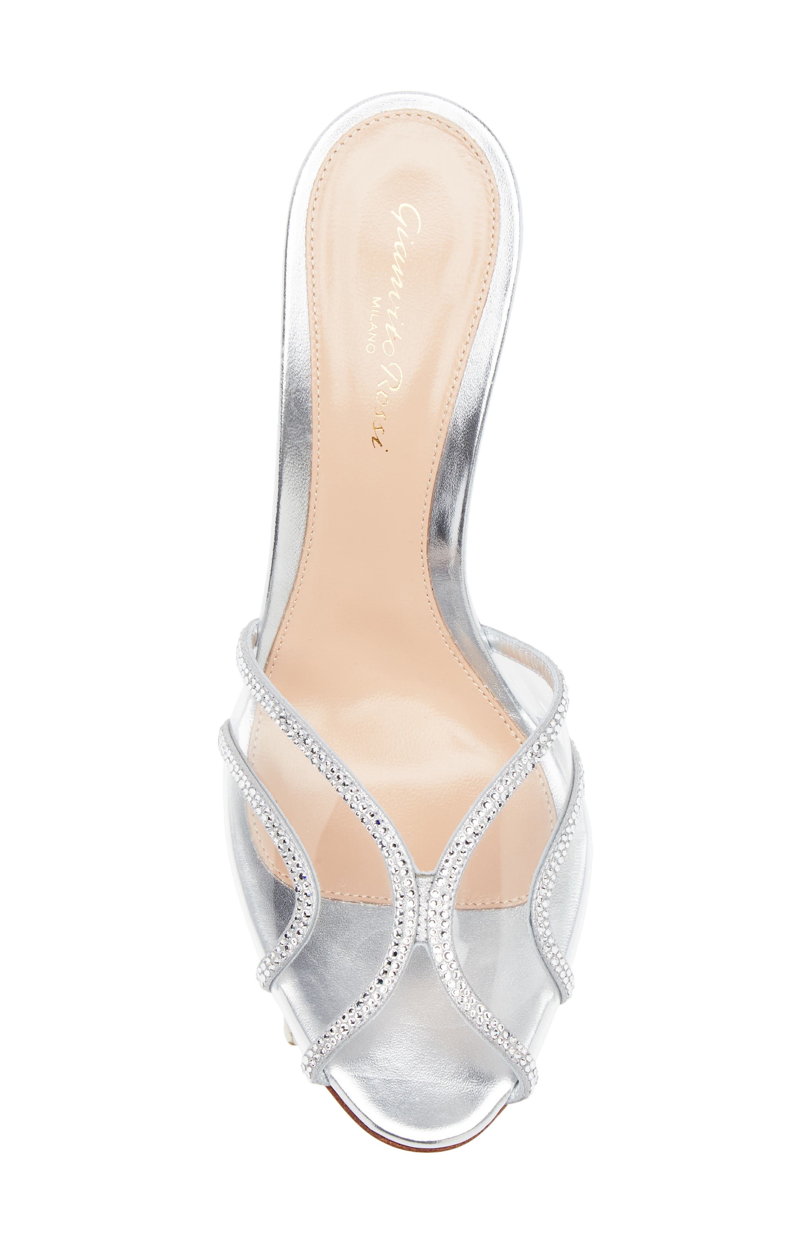 Gianvito Rossi Crystal Sandal, Alternate, color, Silver Trasp Silver