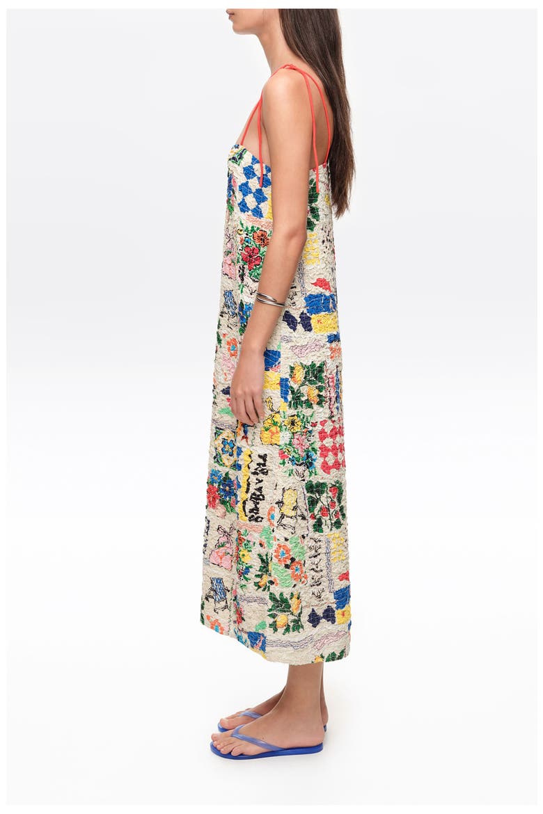 Patchwork Ruched Strappy Midi Dress, Alternate, color, PATCHWORK SUMMER