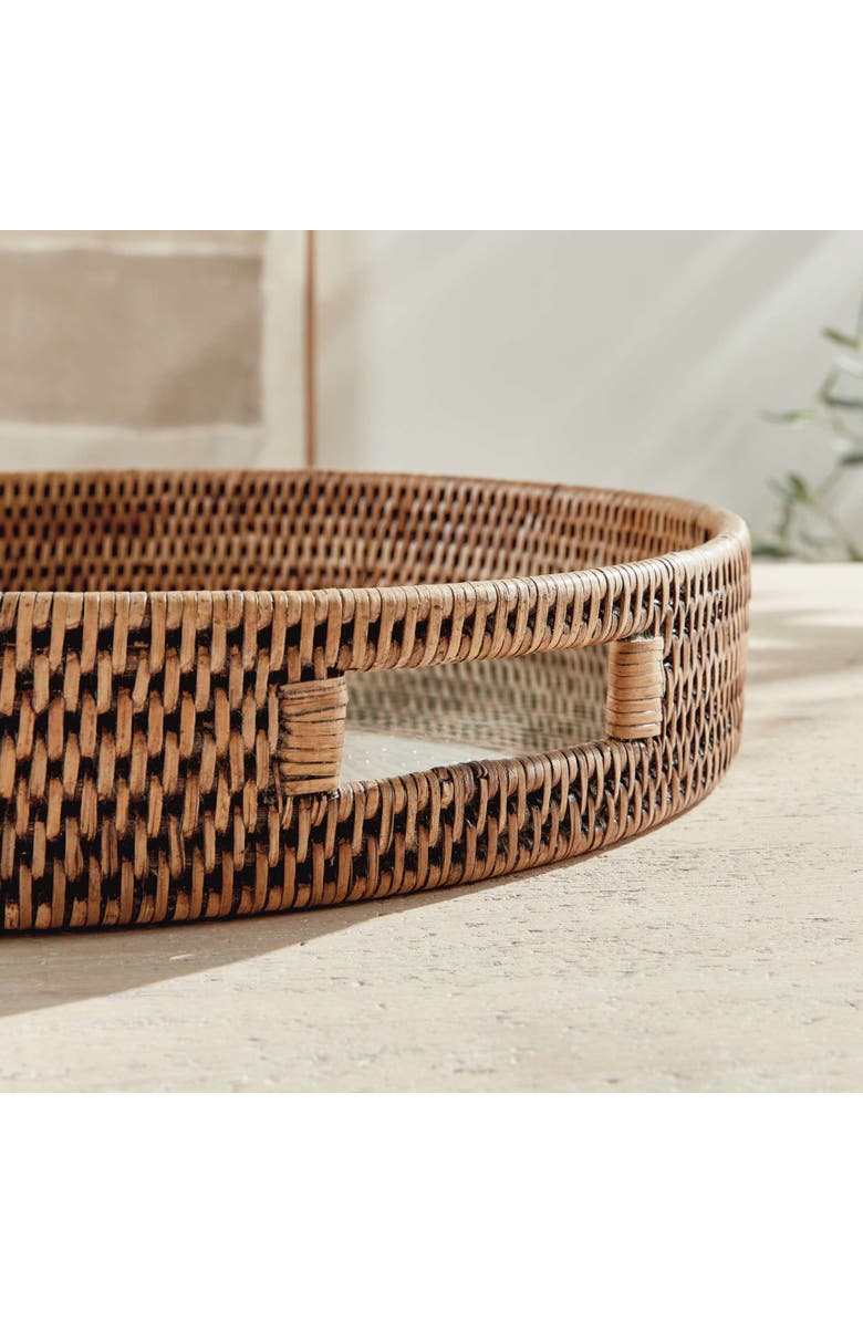 Napa Home & Garden Burma Rattan Round Serving Tray Large, Alternate, color, Brown