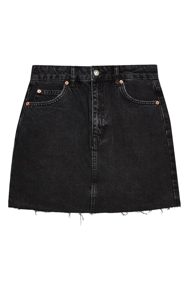 Topshop High Waist Denim Miniskirt, Alternate, color, 