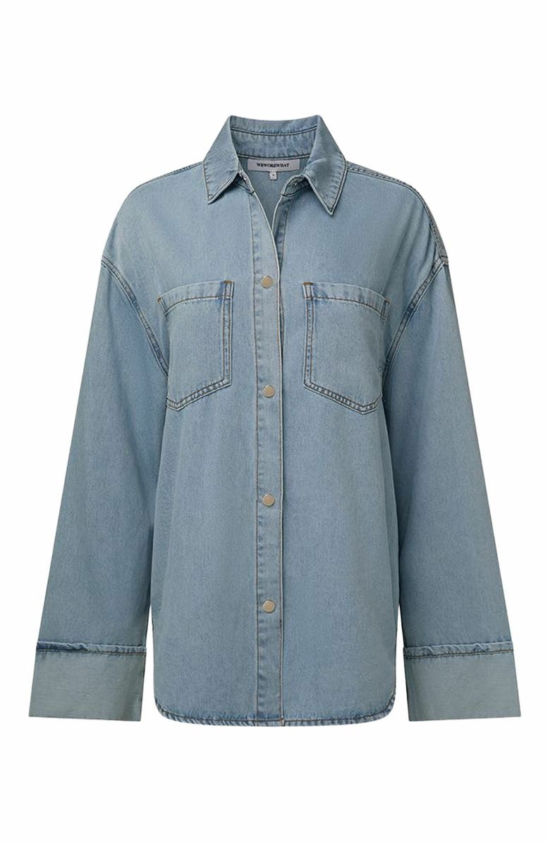 WeWoreWhat Denim Cuff Shirt, Main, color, 