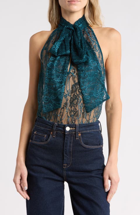 Reece Tie Neck Lace Sleeveless Blouse