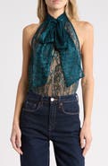 L'AGENCE Reece Tie Neck Lace Sleeveless Blouse