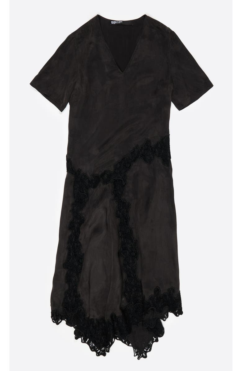 Bimba y Lola Lace V-Neck Dress, Main, color, Washed Black