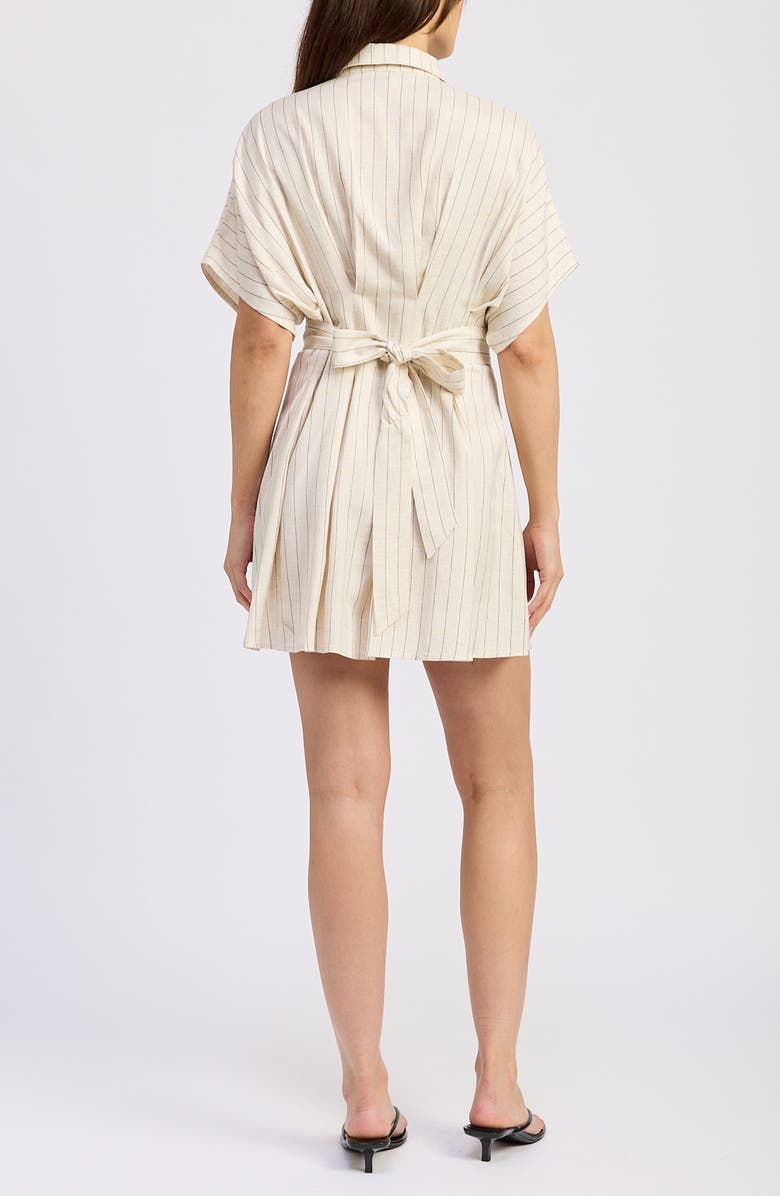 En Saison Cameron Pleated Mini Shirtdress, Alternate, color, Natural Black