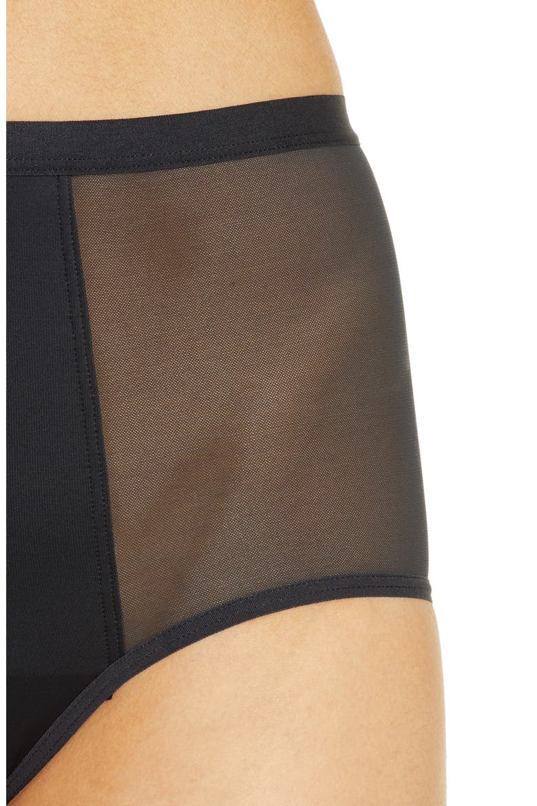 High Waist Period Moderate Absorbency Underwear, Alternate, color, BLACK