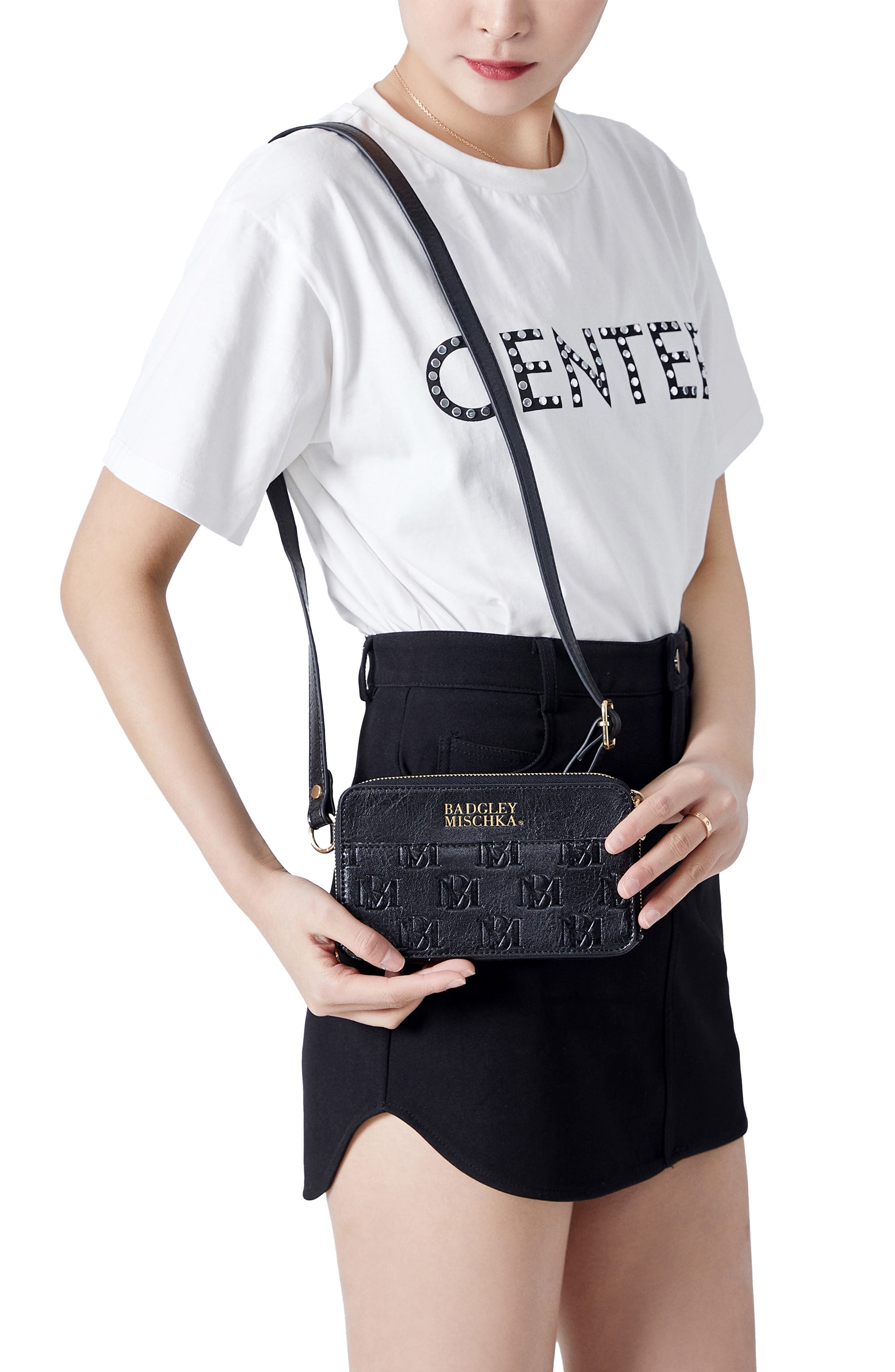 BADGLEY MISCHKA Madalyn Vegan Leather Pouch Belt Bag, Alternate, color, Black