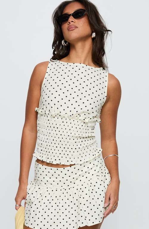 Princess Polly Roxee Polka Dot Smocked Linen Blend Tank In Multi