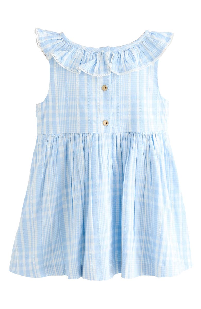 NEXT Kids' Stripe Embroidered Shirred Cotton Dress, Alternate, color, Blue