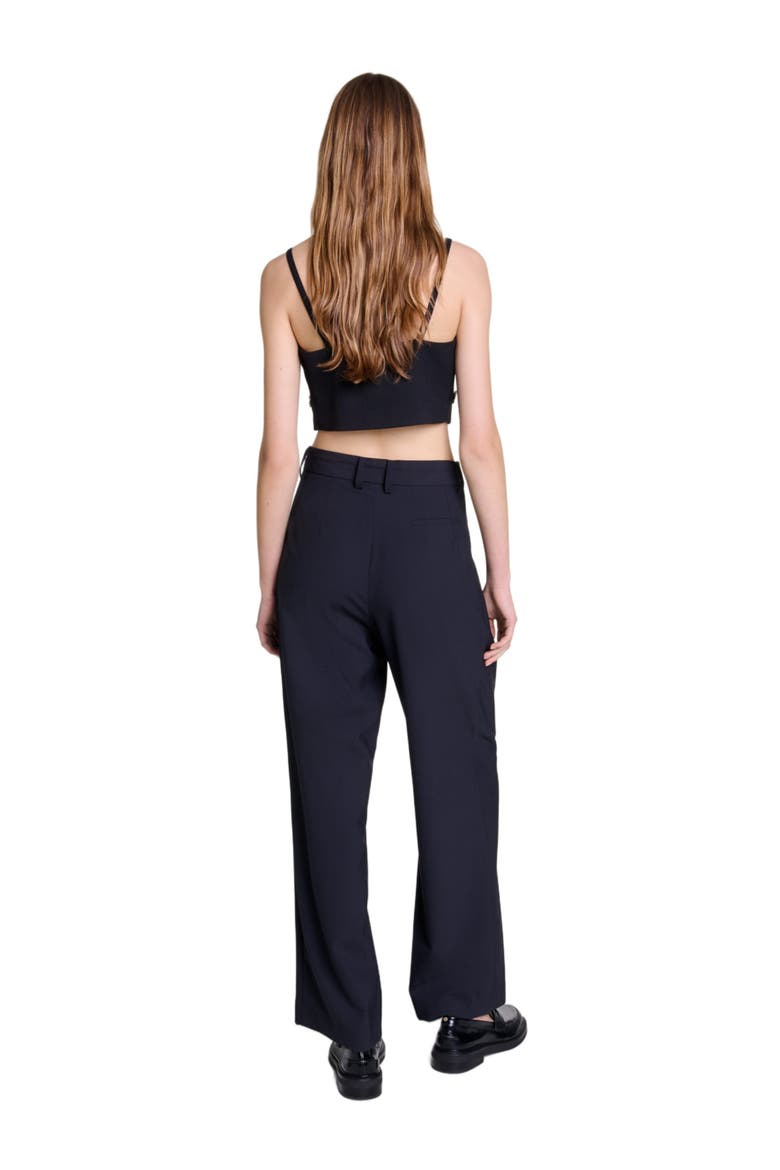 Wide-leg trousers with belt, Alternate, color, Black