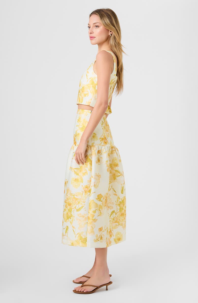 French Connection Sophie Floral Structured Taffeta Midi Skirt, Alternate, color, 