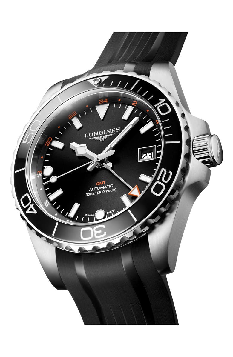 Longines HydroConquest GMT Automatic Rubber Strap Watch, 41mm, Alternate, color,