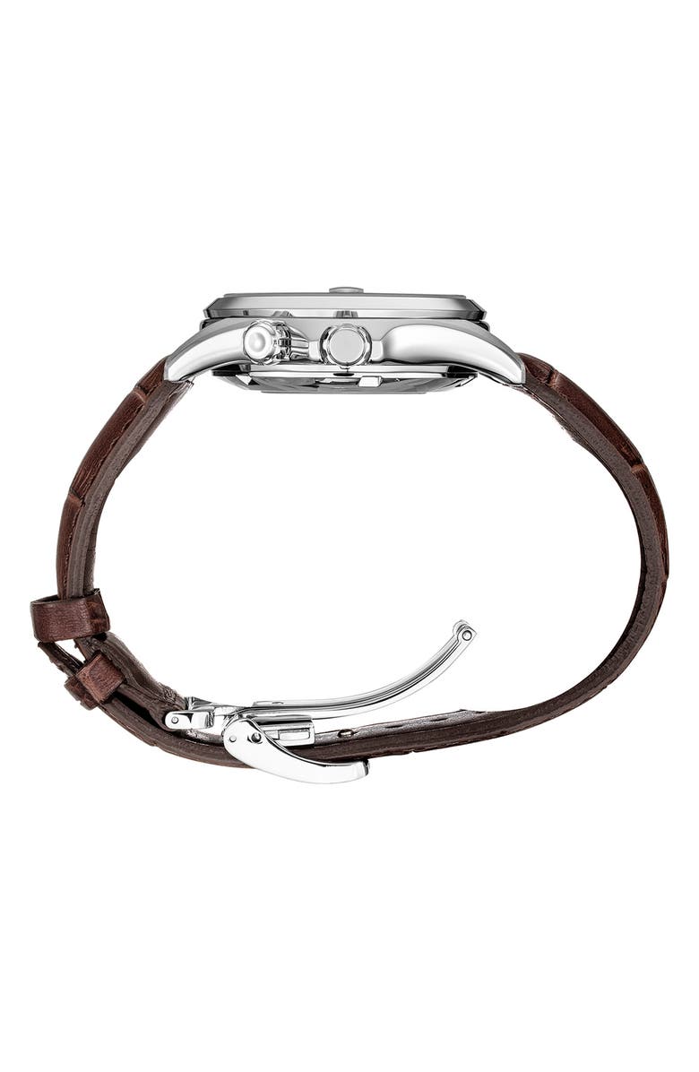 SEIKO WATCHES Prospex Land Luxe Alpinist Automatic Croc Embossed Leather Strap Watch, 39.5mm, Alternate, color, 