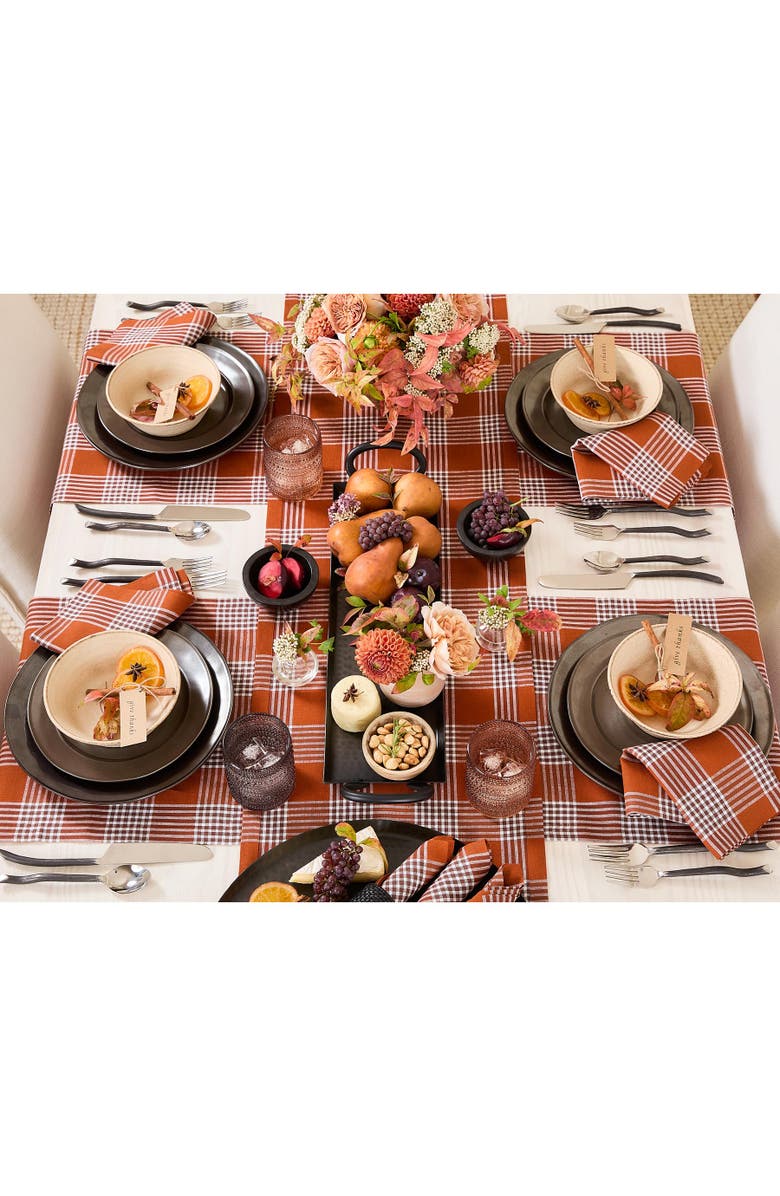 Solino Home Linen Placemats - Glen Check, 14" x 19" Inch, Alternate, color, Nutmeg