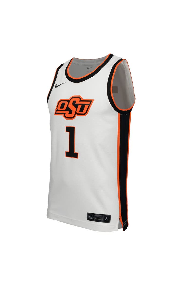 Men's Nike #1 White Oklahoma State Cowboys  Replica Basketball Jersey, Alternate, color, White