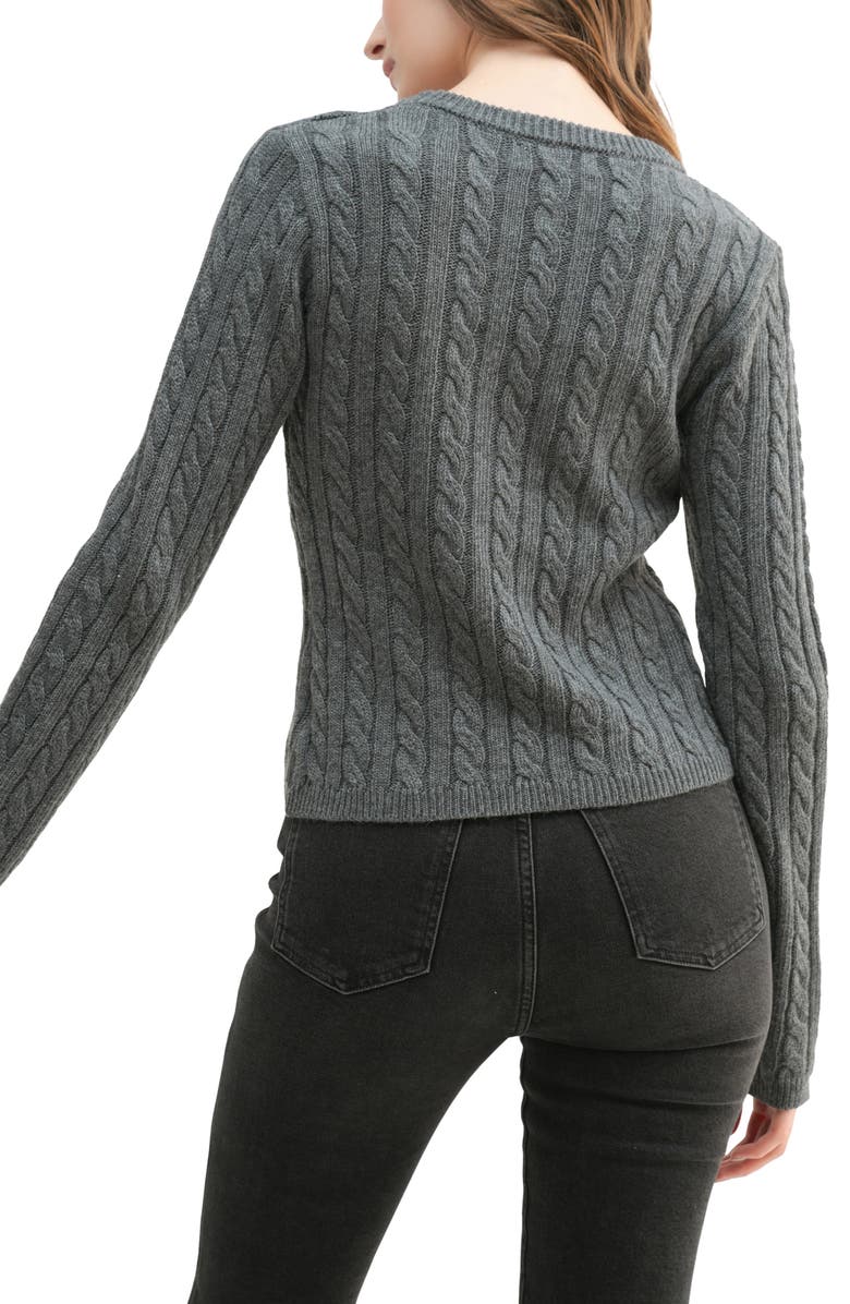 All in Favor Cable Crewneck Cutout Sweater, Alternate, color, 