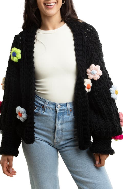 Chunky Floral Crochet Cardigan