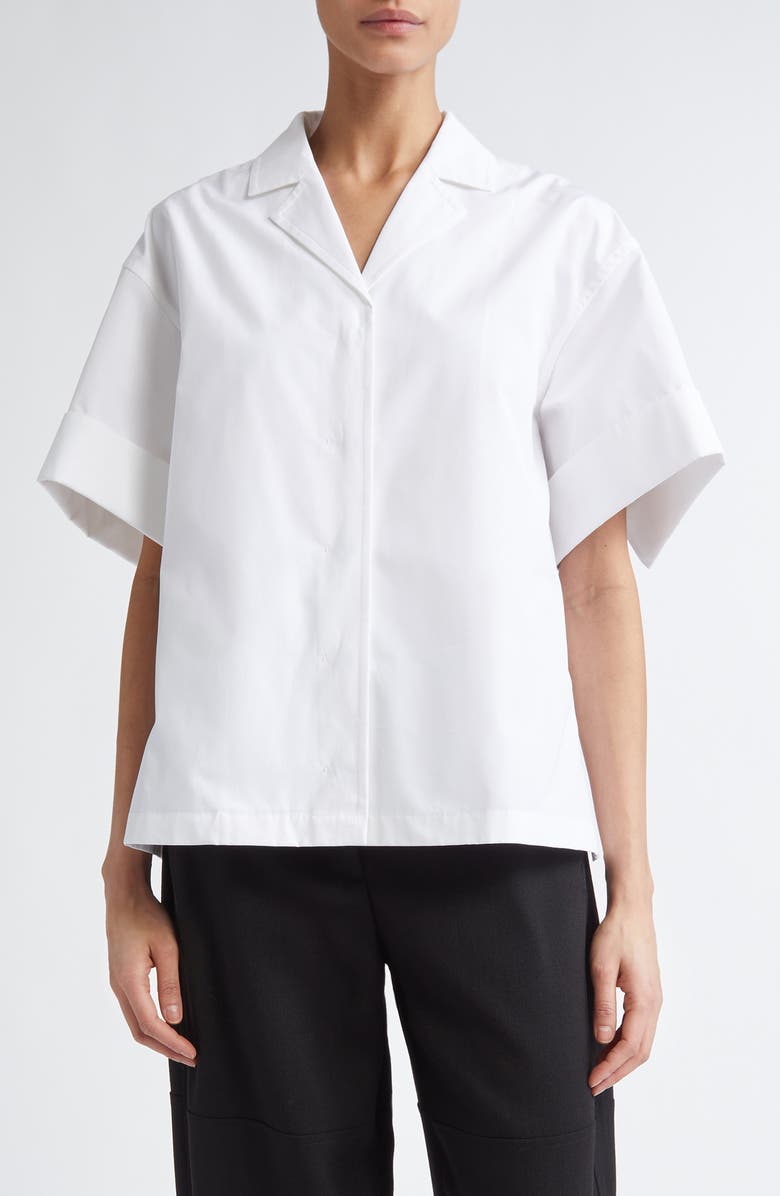 Jil Sander Boxy Cotton Poplin Button-Up Shirt, Main, color, Optic White