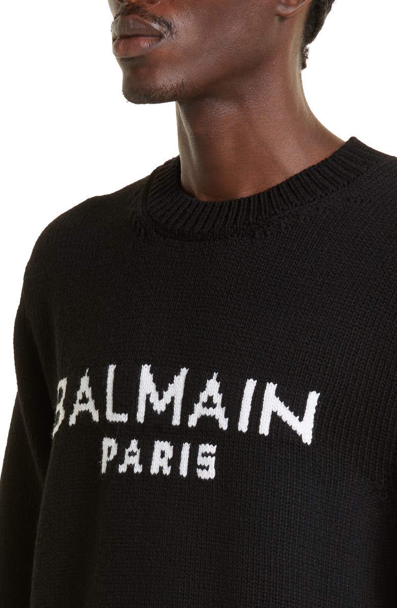 Balmain Logo Merino Wool Blend Sweater, Alternate, color, 