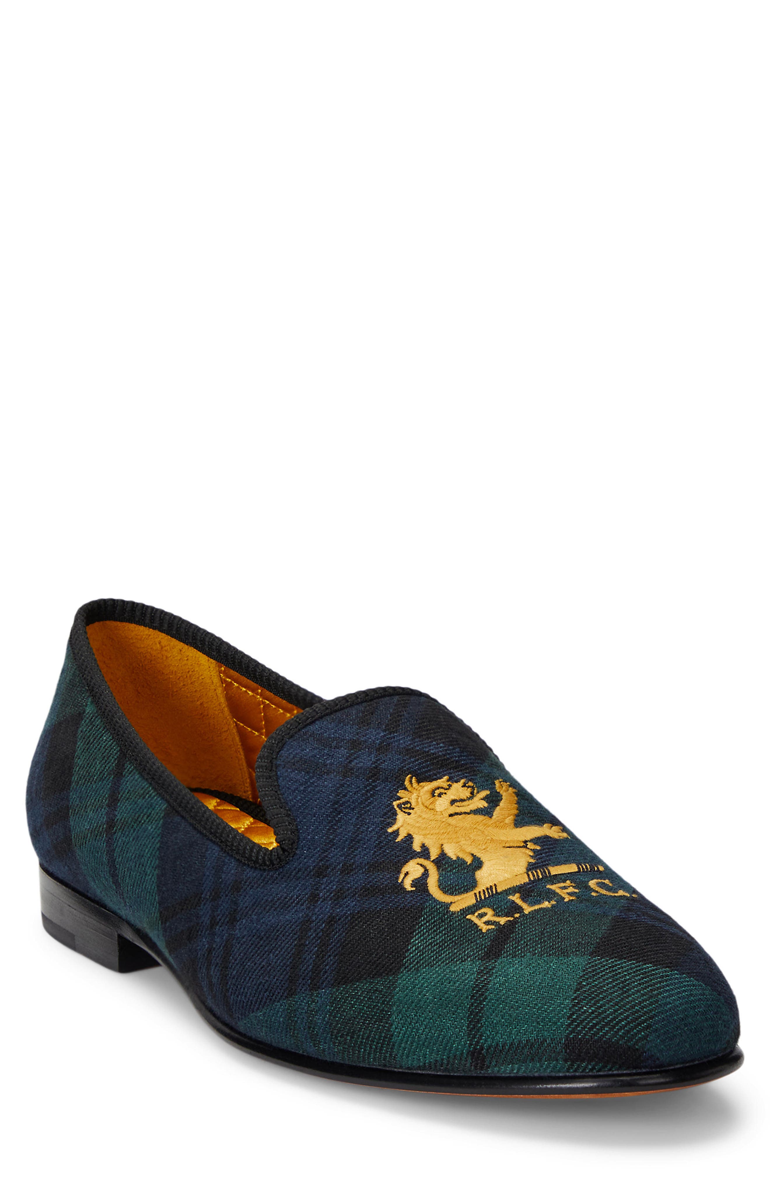 Polo Ralph Lauren Paxton Linen Slipper, Main, color, Black Multi