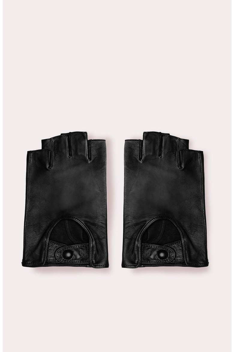 Washable Fingerless Leather Driving Gloves, Main, color, Black