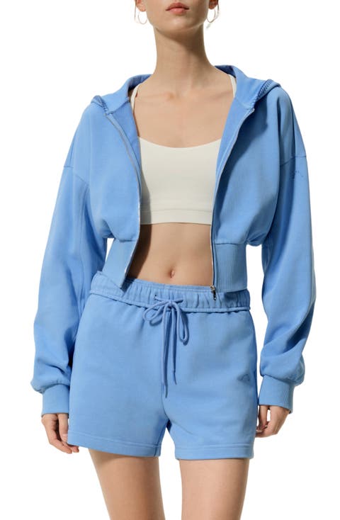 SILKERRY Cropped Fit Seamflow Drift Full-Zip Front Closure Sweatshirt