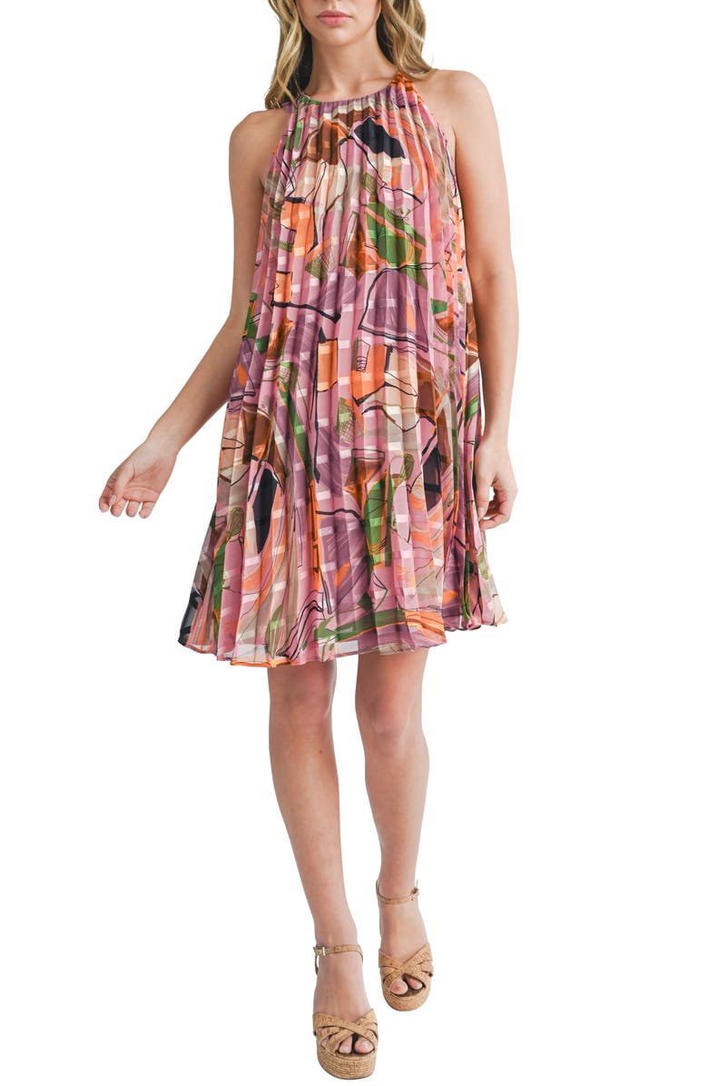 Mila Mae Pleated Dress, Main, color, Pink