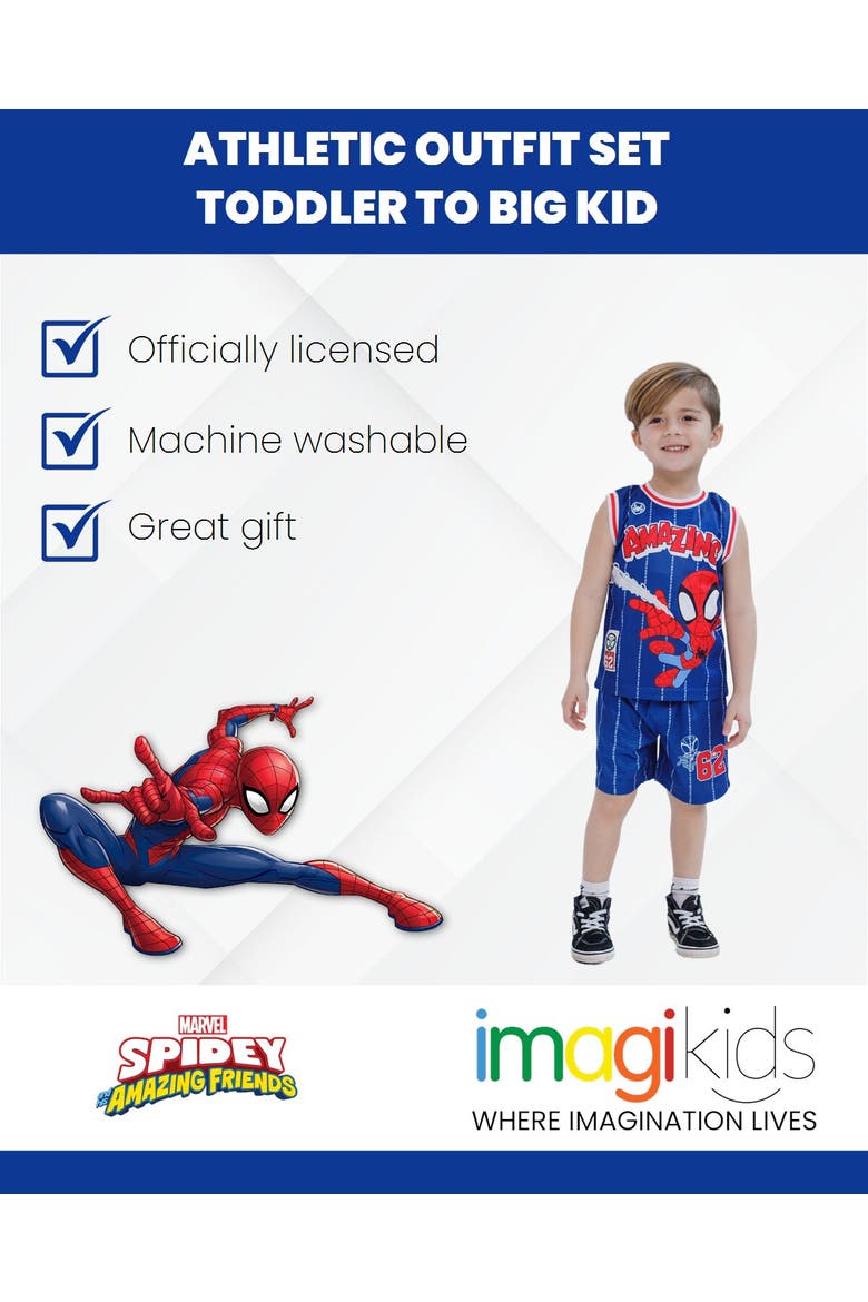 Spidey and His Amazing Friends Athletic Mesh Tank Top and Shorts Set, Alternate, color, Spider Man Navy
