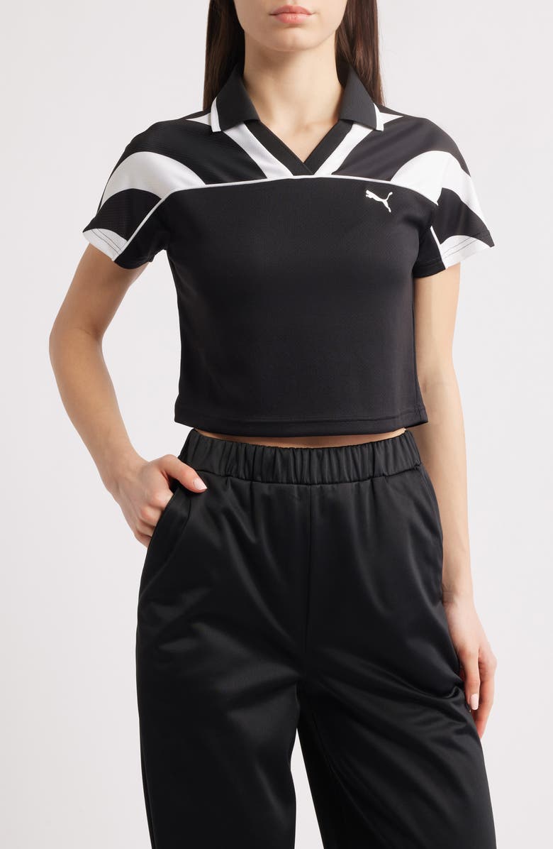 PUMA Archive Football Crop Polo, Main, color, Puma Black-Puma White