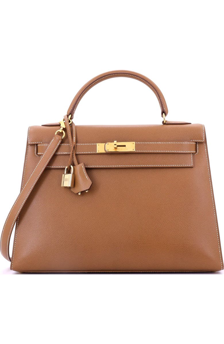 Pre-Owned Hermes Kelly Handbag Brown Courchevel with Gold Hardware 32, Main, color,