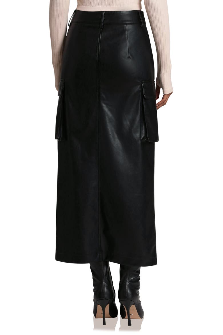 Faux Leather Cargo Maxi Skirt, Alternate, color, BLACK