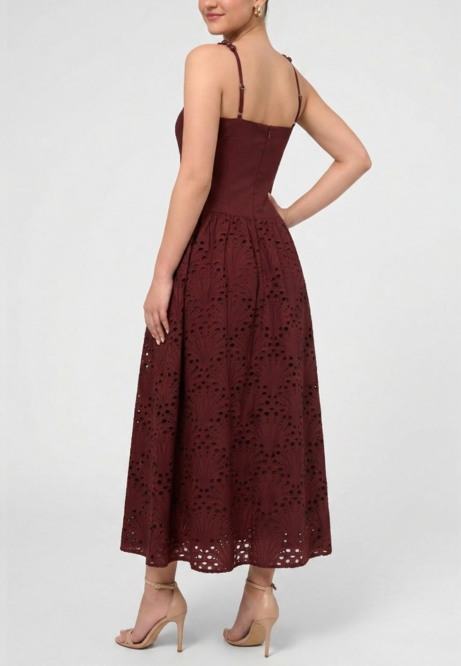 Maristella Drop Waist Bead Strap Midi Dress - image 2