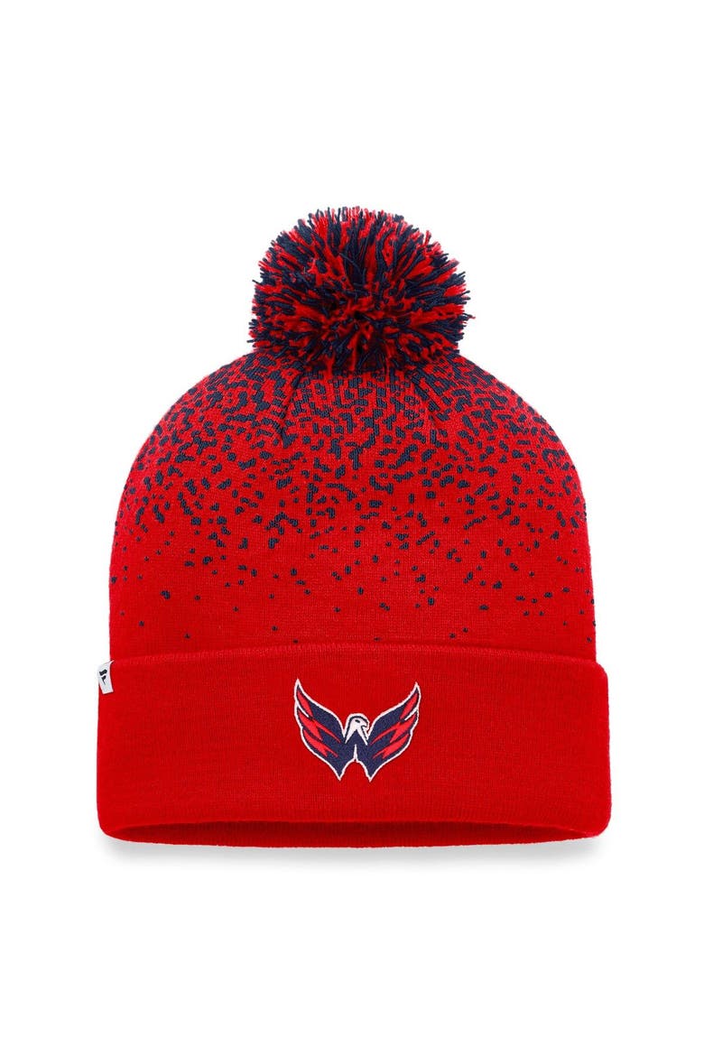 Men's Fanatics Branded Red Washington Capitals Iconic Gradient Cuffed Knit Hat with Pom, Alternate, color, Red