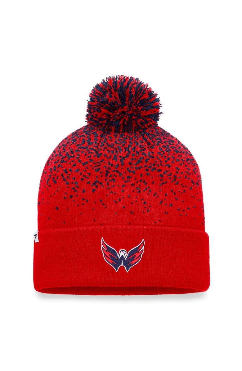 FANATICS Men's Fanatics Branded Red Washington Capitals Iconic Gradient Cuffed Knit Hat with Pom, Alternate, color, Red