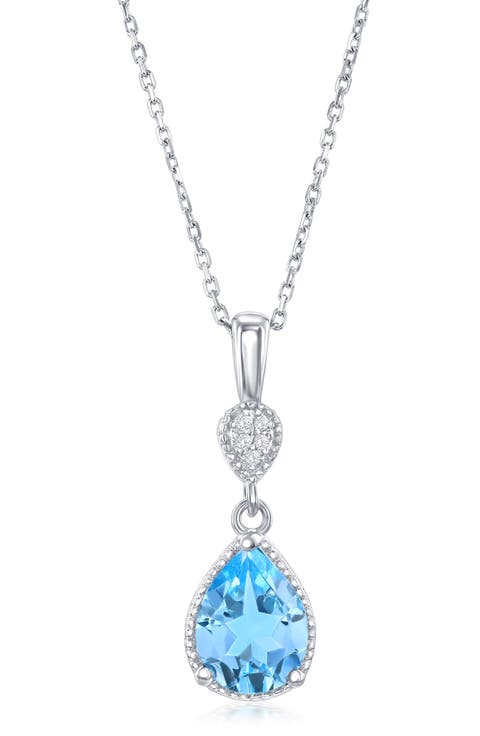 Semiprecious Stone & White Topaz Pendant Necklace