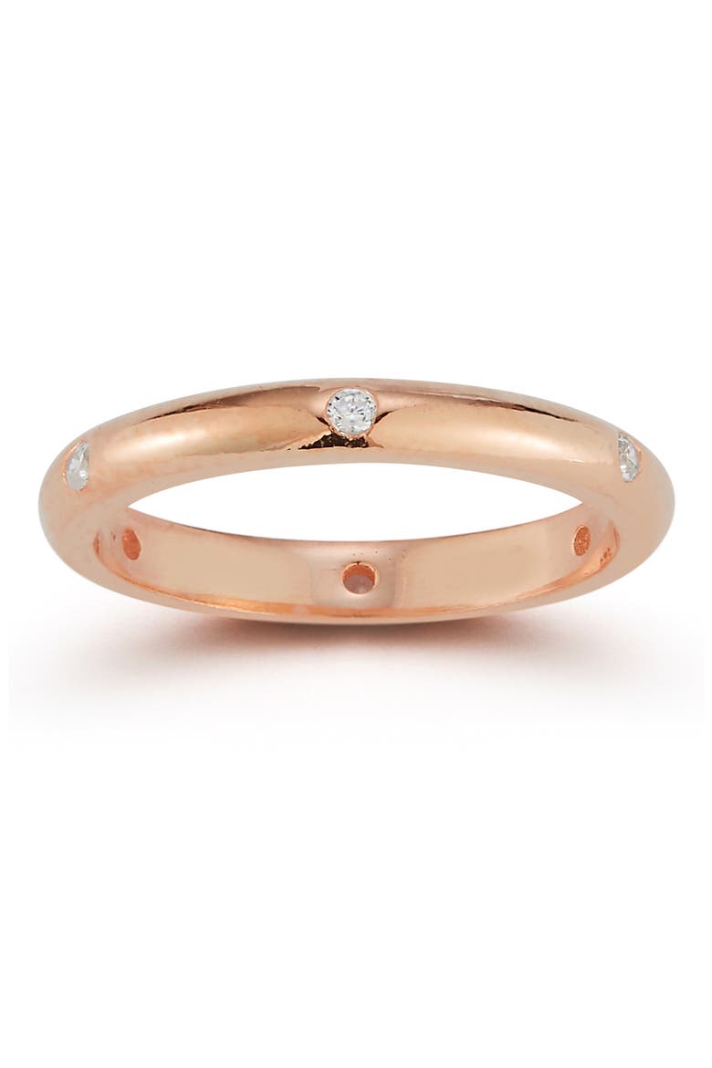 Sterling Silver CZ Band Ring, Main, color, ROSE GOLD