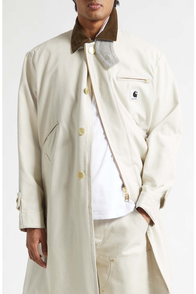 x Carhartt WIP Duck Canvas Balmacaan Coat, Main, color, IVORY