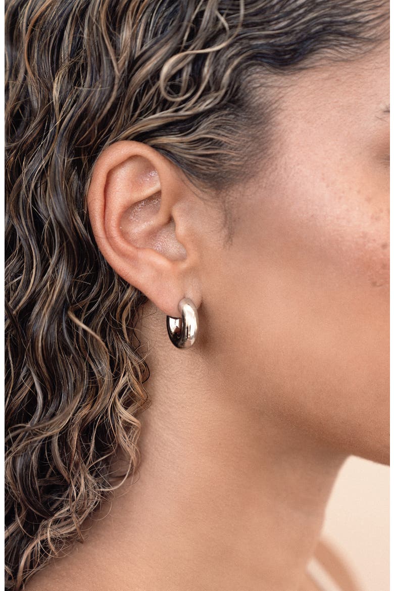 Mini Thick Classic Hoops, Alternate, color, RHODIUM