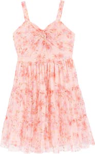 Rare Editions Kids' Floral Mesh Twist Dress