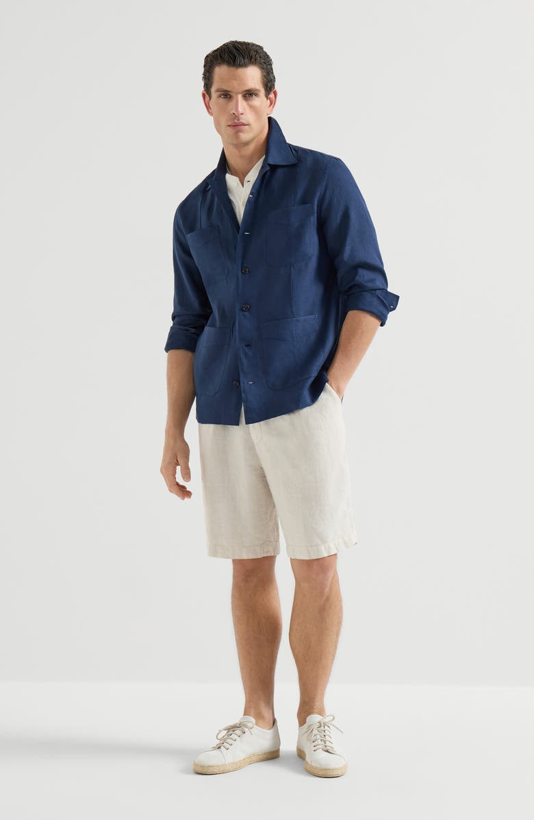 Brunello Cucinelli Linen Bermuda shorts, Alternate, color, Panama