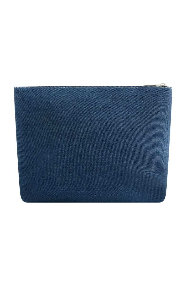 True Religion Trapezoid Zip Cosmetic Bag with Exterior Zip Pocket, Alternate, color, Denim