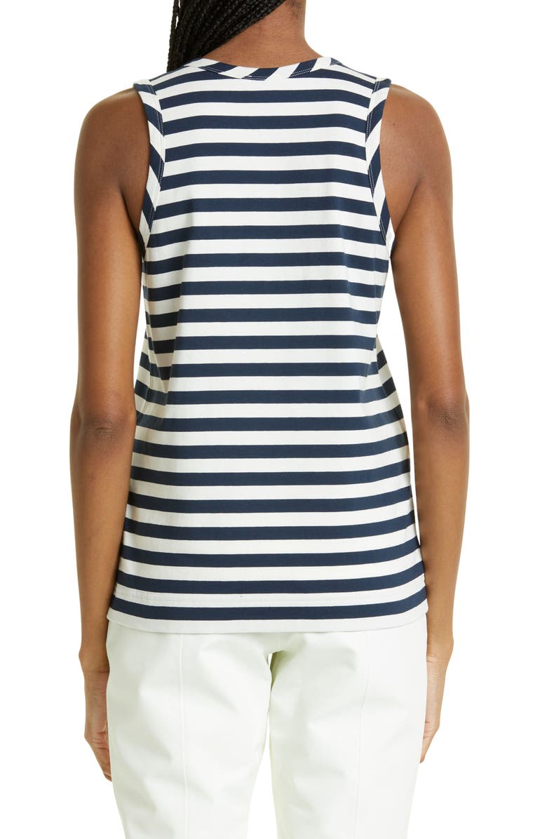 Moncler Stripe Logo Cotton Rib Tank Top, Alternate, color, 